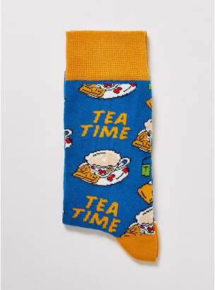 Topman Mens Blue 'Tourist Tea Time' Socks