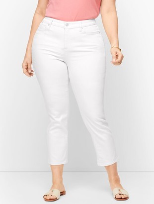 Talbots Plus Size Straight Leg Crop Jeans - Curvy Fit - Vanilla & White