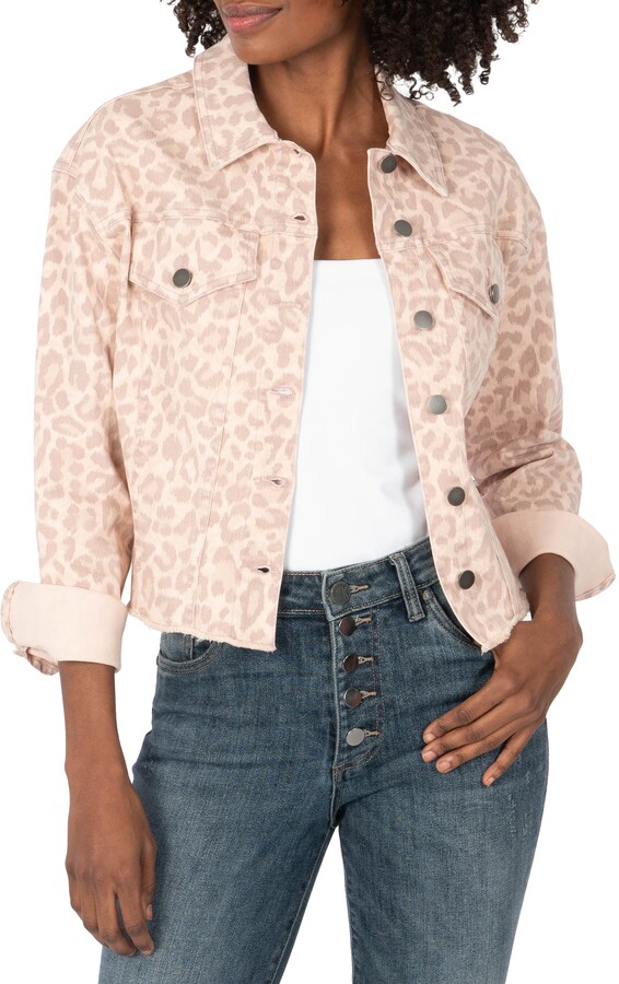 leopard print cropped denim jacket