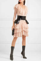 Thumbnail for your product : Alexander McQueen Ruffled Knitted Silk Mini Dress