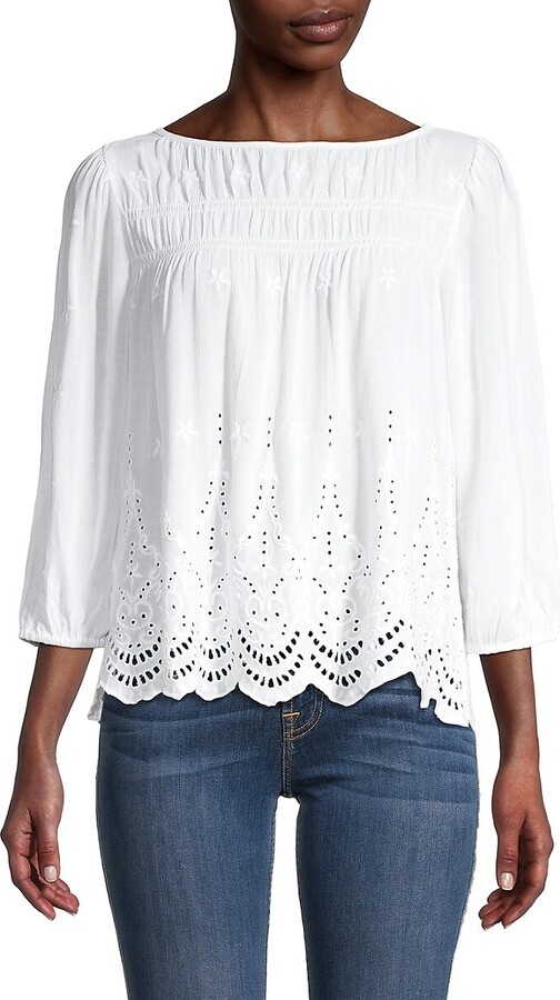 White Eyelet Top | Shop The Largest Collection | ShopStyle