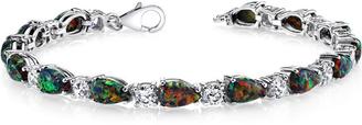 Ice 7 CT TW Black Opal and Sterling Silver Tennis Bracelet