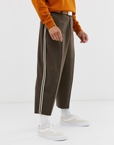 Thumbnail for your product : ASOS DESIGN drop crotch tapered crop smart trousers in mushroom