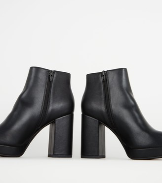 New Look Leather-Look Platform Ankle Boots