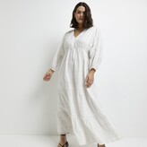 Thumbnail for your product : River Island Womens Plus White Broderie Maxi Dress