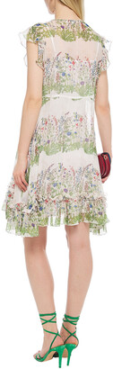 Maje Reinette Ruffled Metallic Floral-print Silk-blend Crepon Dress