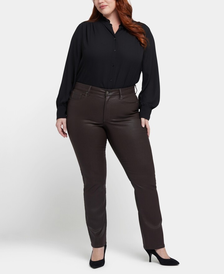 NYDJ Plus Size Coated Marilyn Straight Leg Jeans