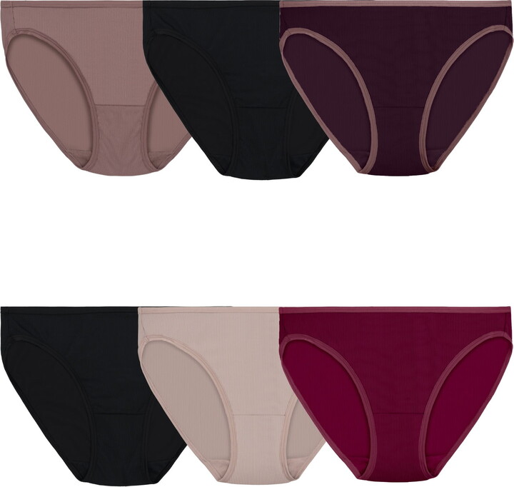 Fruit of the Loom Women’s Microfiber Ribbed Underwear, 6-Pack