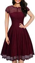 Thumbnail for your product : OWIN Women's Retro Floral Lace Cap Sleeve Vintage Swing Bridesmaid Dress (XXL, )