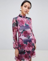 high neck long sleeve shift dress