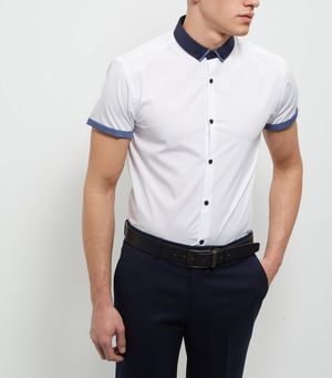 New Look White Contrast Trim Short Sleeve Shirt