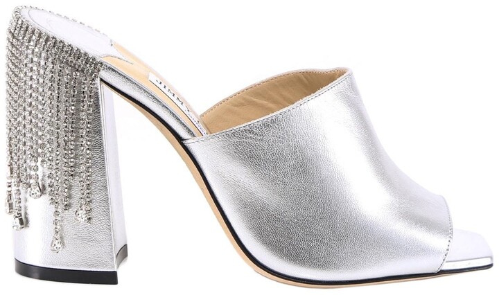 silver block high heels