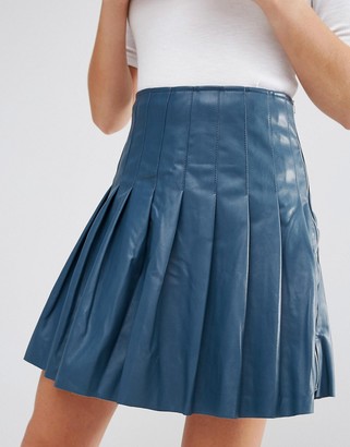 Lavand Pleated PU Skirt