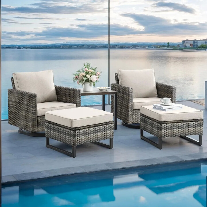 GUANGBAI Wicker Outdoor Patio Furniture Sets for Outside Porch Deck Backyard Garden