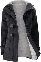 Thumbnail for your product : Yishen Women's Hoodies Long Sleeve Fleece Lined Horn Button Hooded Casual Plain Color Zip Up Sweatshirt with Pockets Outerwear Warm Tops Autumn Winter Jacket Oversized Coats Oversized S-6XL Navy