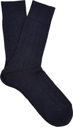 Falke Lhasa Wool And Cashmere-blend Socks - Navy - ShopStyle