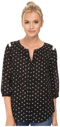 Maison Scotch Cute Printed Tunic Top w/ Fringes and Star Studs