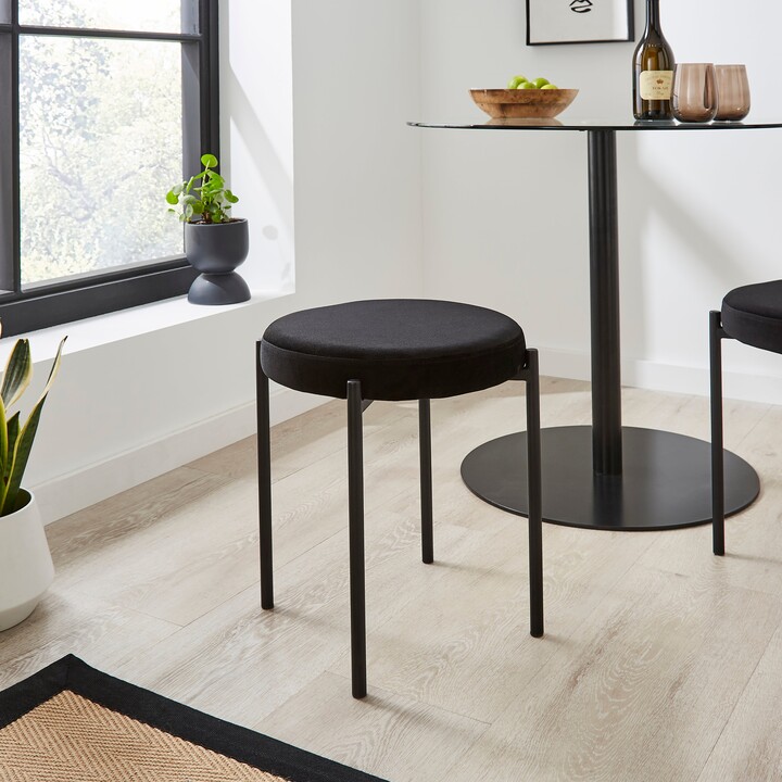 Dunelm Gianna Velvet Stacking Stool Velvet Black ShopStyle