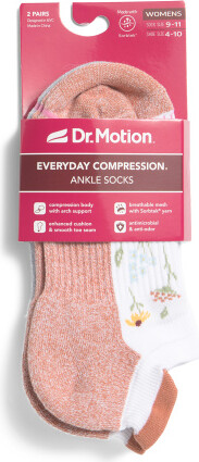 TJMAXX 2Pk Wildflower Ankle Socks For Women, Nylon/Spandex/Cotton