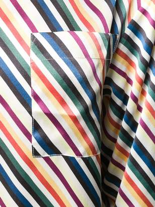Asceno diagonal stripes silk pajama top