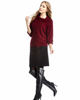 Thumbnail for your product : Neiman Marcus Cashmere Cowl-Neck Tab-Sleeve Pullover, Burgundy