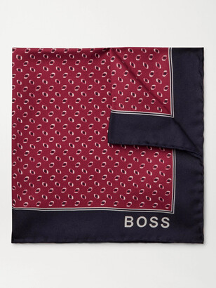 HUGO BOSS Printed Silk-Twill Pocket Square - Men - Red - one size