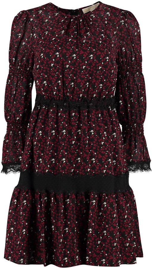 michael kors botanical print georgette dress