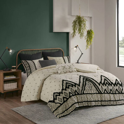 huibaoxiang 3 Piece Cotton And Flax Linen Comforter . Design. Black Diamond Print. Duvet-Like Finish. Machine Washable For Linen. Style. Natural Texture. Wash