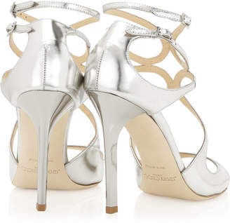 Jimmy Choo LANG Silver Mirror Leather Sandals