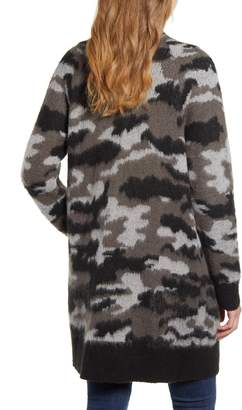 Lucky Brand Camo Open Front Long Cardigan