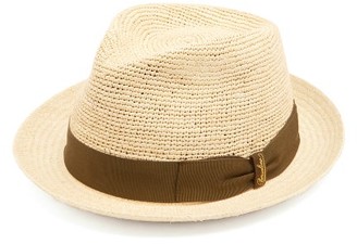 Borsalino Woven And Crochet Straw Panama Hat - Khaki Multi