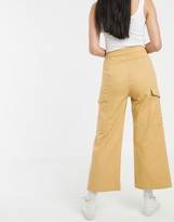 Thumbnail for your product : ASOS DESIGN wide leg lightweight jean with button detail in marigold