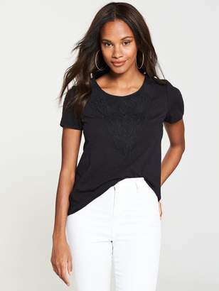 Very Embroidered Insert Top - Black