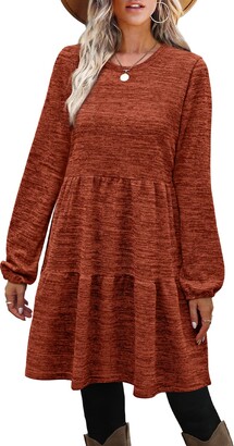 Geifa Long Sleeve Dress for Women Soft Sweater Dresses That Hide Belly Fat  XL - ShopStyle