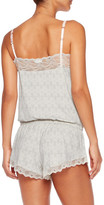 Thumbnail for your product : Eberjey Looking Glass Teddy Lace-Trimmed Printed Jersey Playsuit