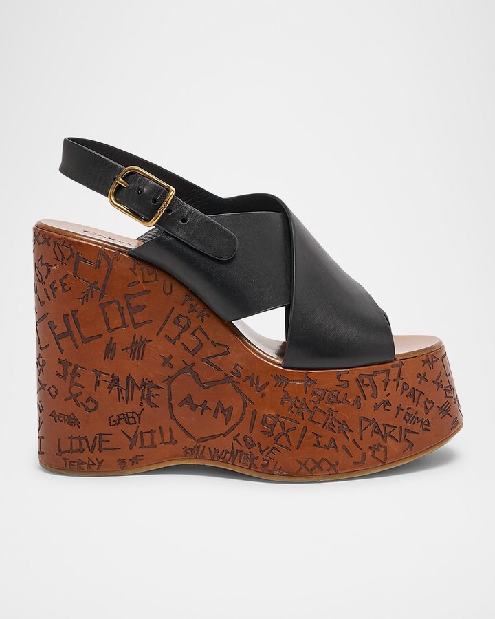 Chloé Maxime Leather Crisscross Platform Sandals