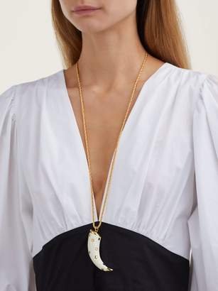 Aurélie Bidermann Caftan Moon Studded Gold Plated Necklace - Womens - Ivory