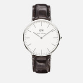 Thumbnail for your product : Daniel Wellington Classic York 36mm Silver Watch - Croc Brown