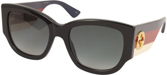 Gucci GG0276S Black Oversize Cat Eye Acetate Sunglasses w/Sylvie Web Temples