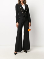 Thumbnail for your product : Elisabetta Franchi Embossed-Button Cropped Blazer