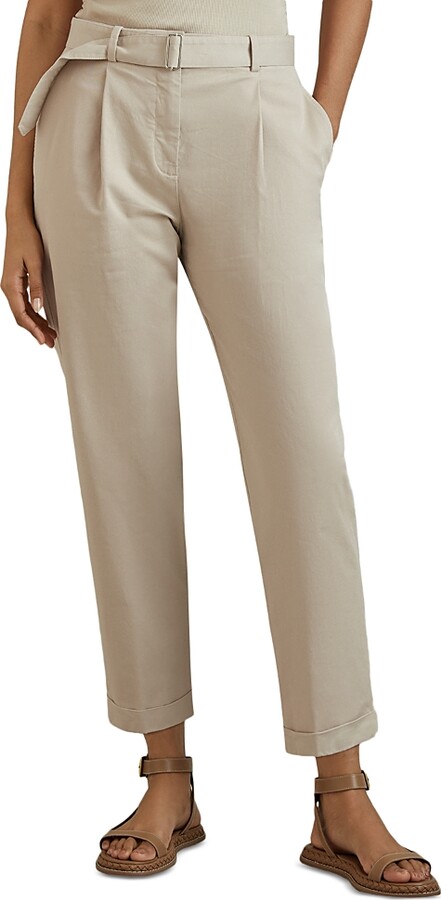 Reiss Hutton Belted Tapered Leg Pants ShopStyle Trousers