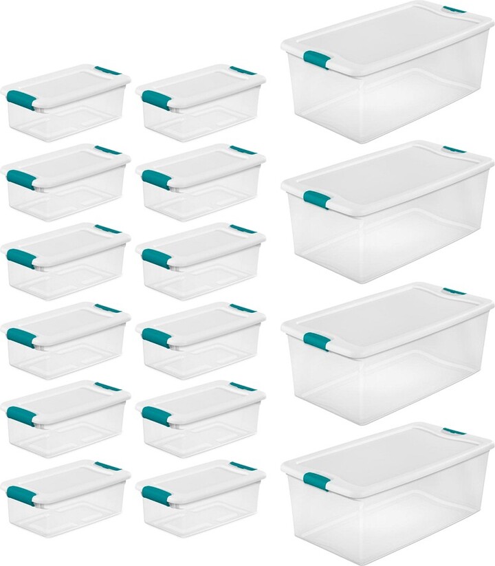Sterilite 12 qt Plastic Storage Bin Container Clear Gasket Sealed Box (6 Pack)