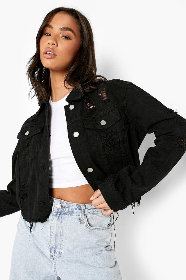 cropped destroyed denim jacket