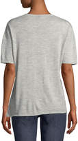 Thumbnail for your product : Escada V-Neck Short-Sleeve Diagonal Cashmere Top