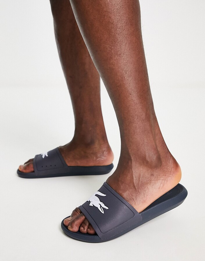 Lacoste croco sliders in navy - ShopStyle Flip Flop Sandals
