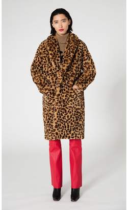 Veda Bexar Faux Fur Coat Leopard