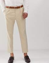 Thumbnail for your product : ASOS Design DESIGN cigarette suit trousers in cream pinstripe