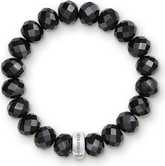 Thomas Sabo Women Charm Bracelet Obsidian Charm Club 925 Sterling Silver X0035-023-11