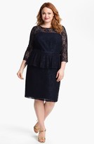 Thumbnail for your product : Adrianna Papell Lace Peplum Dress (Plus)