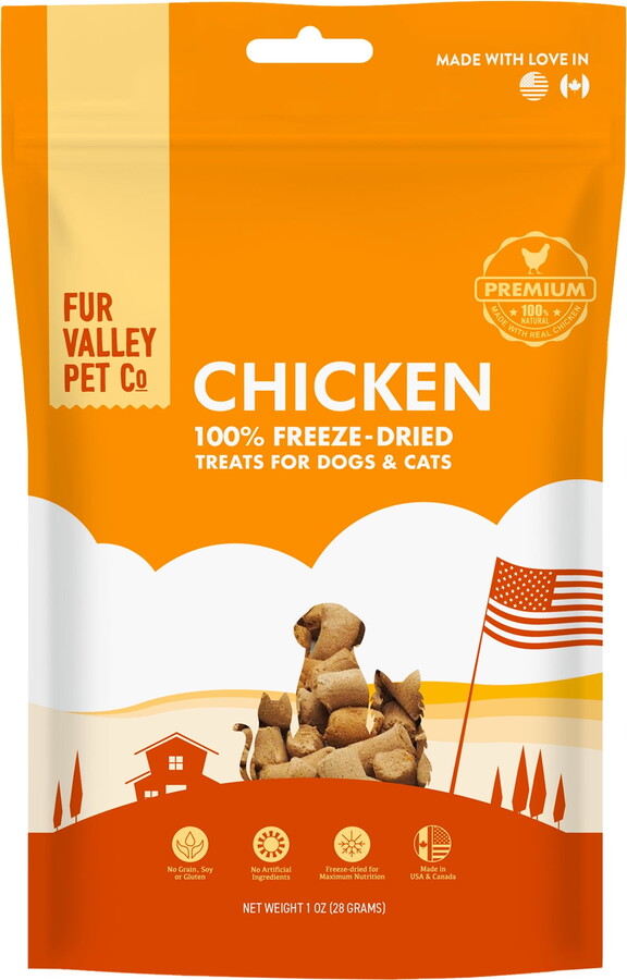 Fur Valley Pet Co. Freeze Dried Raw Chicken Treats & Topper for Dogs and Cats - 1 oz.